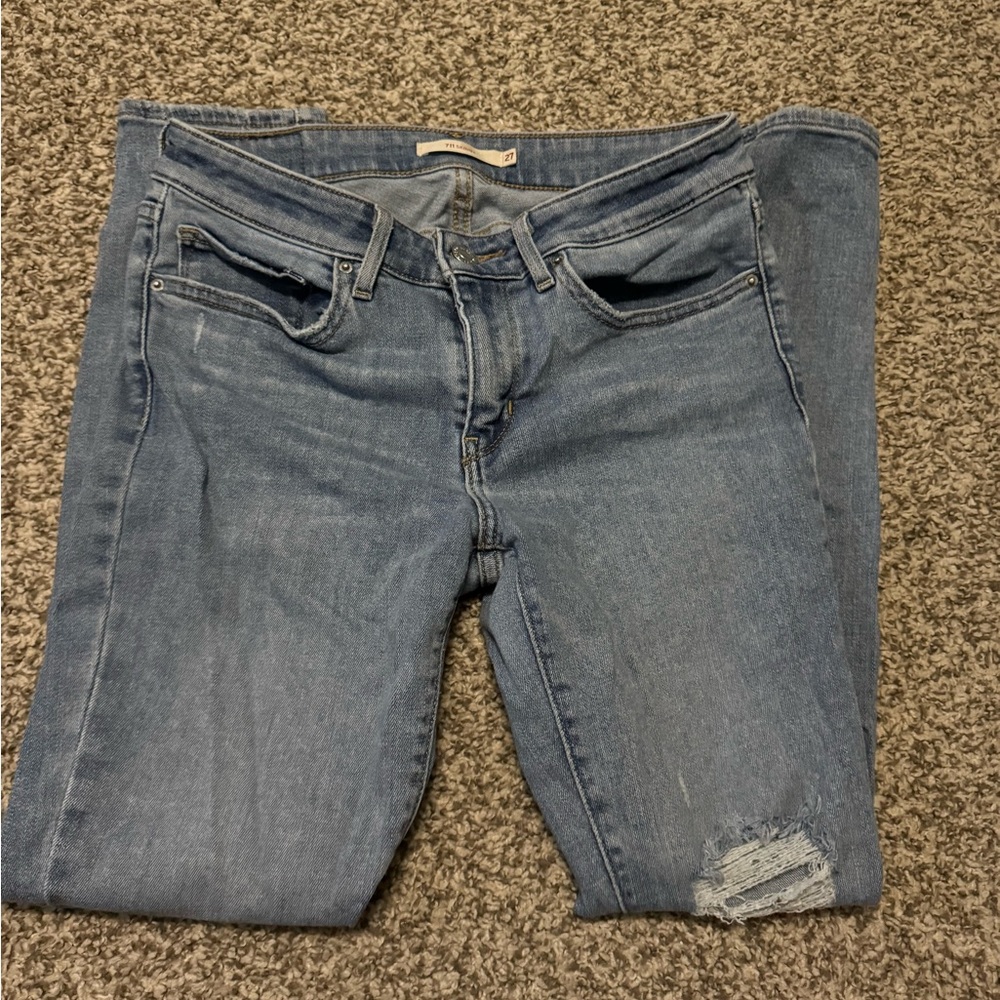 Levi's Light Blue Distressed Skinny Jeans